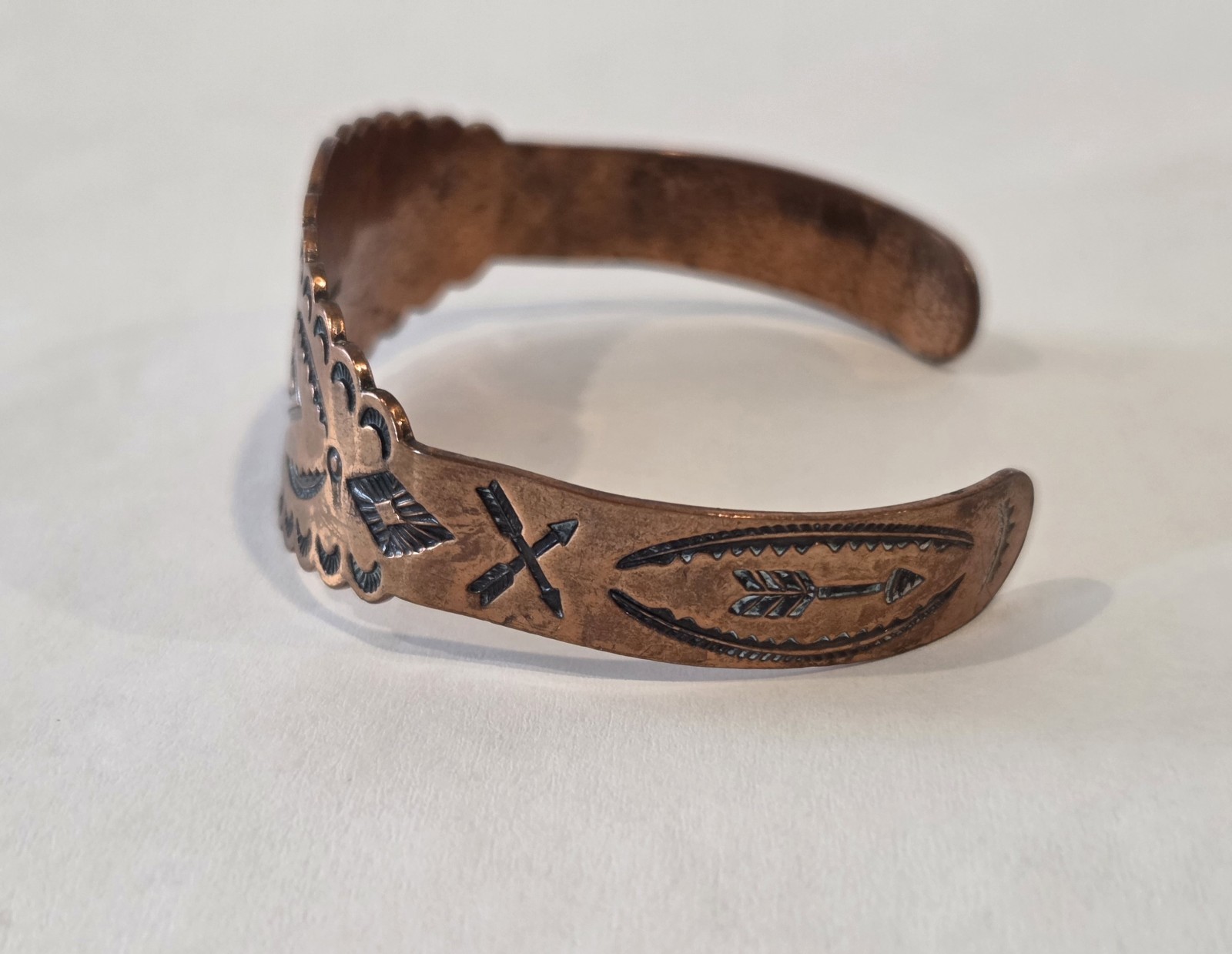 Solid Copper Native American Bracelet Navajo Vint… - image 3