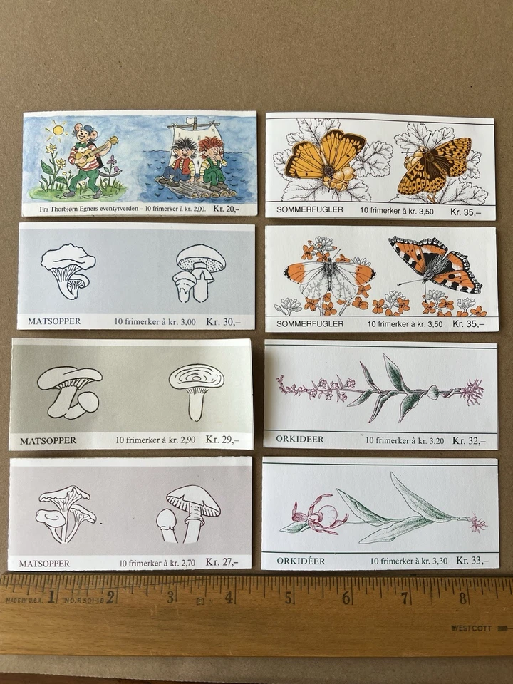 Norway 1980s Stamp Booklets Lot – Butterflies, Orchids, Mushrooms, Egner – CTO - Image 2 of 4