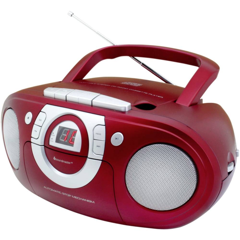 Radio-cassette soundmaster SCD5100RO rouge poste CD portable et entrée audio AUX