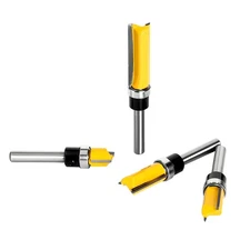 4PCS/Set 4 Size 1/4" Shank Straight Flush Woodwork Trim Router Bit Cutter Tool