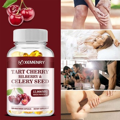 Tart Cherry Bilberry & Celery Seed Capsules -Natural Tart Cherry Extract -120pcs