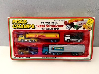 Vintage Road Champs Keep On Truckin  4-Piece Diecast Set Shell Navajo Kmart NOS