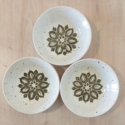 3 x Biltons England Müslischalen grün Blumenmuster Vintage 70er Jahre Ironstone