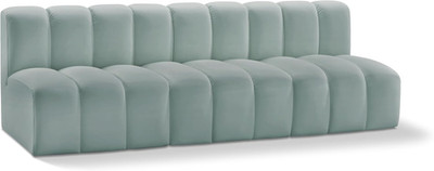 Mint Green Modular Sofa with Deep Channel Tufting - 89.5'' W