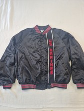 Vintage 90s US Marines Black Satin Bomber Jacket XL ASW Jackets USA Varsity
