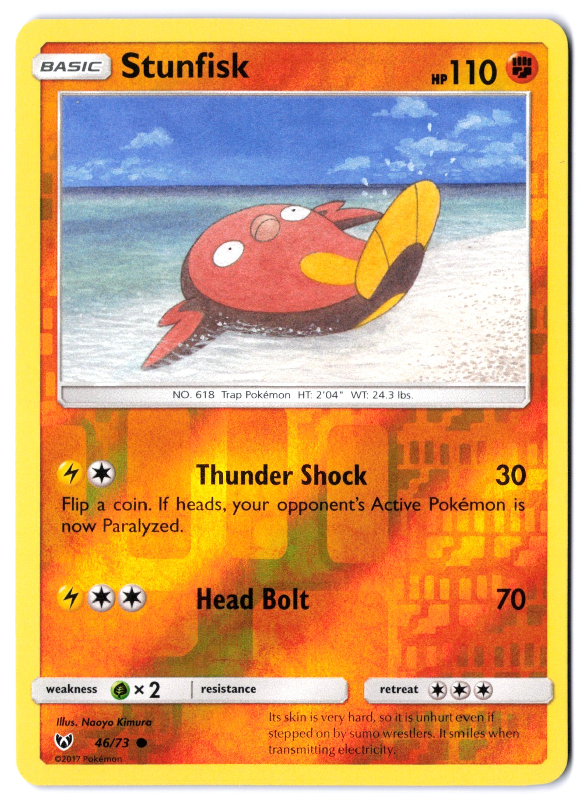 Pokémon TCG Stunfisk 46/73 Reverse Holo Shining Legends NM