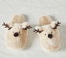 NEW Pottery Barn Reindeer Slippers Adult Medium W 8-9, M 6-7 SOLD OUT