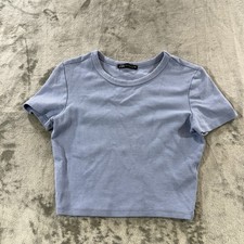 Zara Blue Short Sleeve Women XS Cropped summer beach babydoll cottagecore