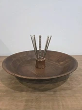 Vintage MCM Lebanon Supply Co Heirloom American Walnut Wood Nut Bowl