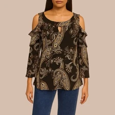 Cato Est 1946 Women’s XL Tunic Top Cold Shoulder Paisley Blouse Festival Boho