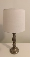 Mainstays TL9056 Brushed Silver Table Lamp with Round White Shade, Traditional