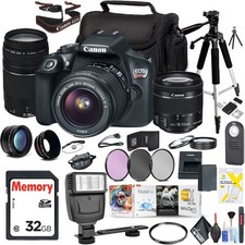 Canon EOS Rebel T6 DSLR Camera 18-55mm Lens Canon EF-S 75-300mm Lens, Mac...