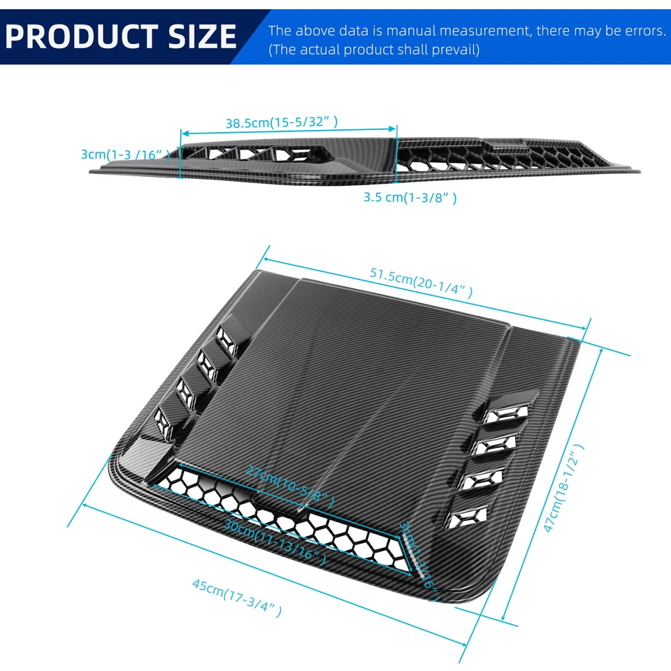 Carbon Fiber Air Flow Hood Scoop Bonnet Vent Cover Guard Decor For Ford Escape - Image 2 of 4