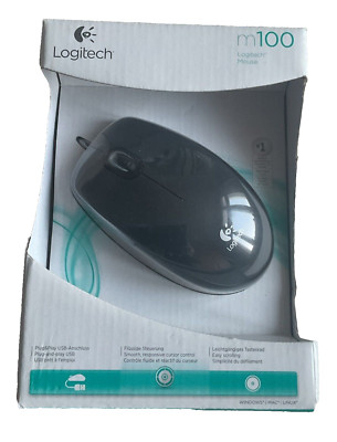 Logitech M100 optische 3-Tasten Maus USB 1000 DPI kabelgebunden NEU