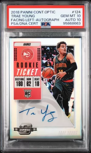2018 Panini Contenders Optic Rookie Ticket Autograph TRAE YOUNG PSA 10 Auto 10