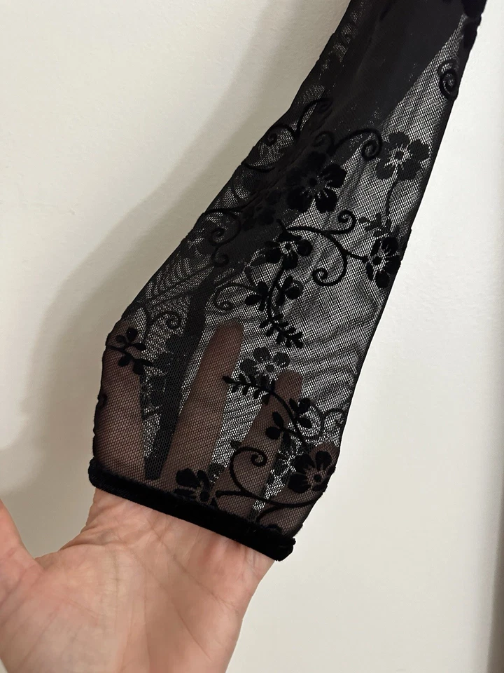 Vestido Vintage Kathie Lee Terciopelo Manga Transparente Escote Corazón Vacaciones 12 Foto 3 de 4