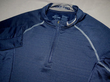NIKE Dri-Fit PRO Navy Blue Fitted 1/4 Zip Athletic Jacket Men's Small