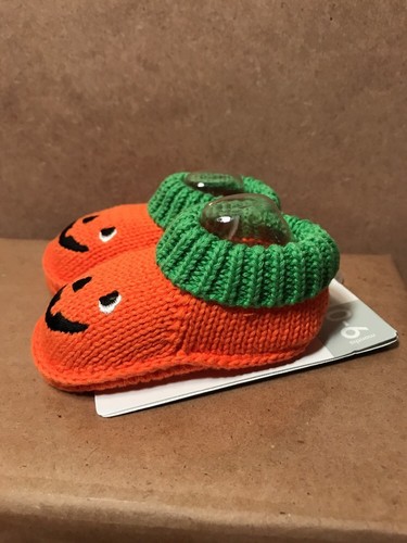 Carter's Orange Halloween Pumpkin Infant Baby Knit Booties 0-6 Months New - Picture 12 of 12