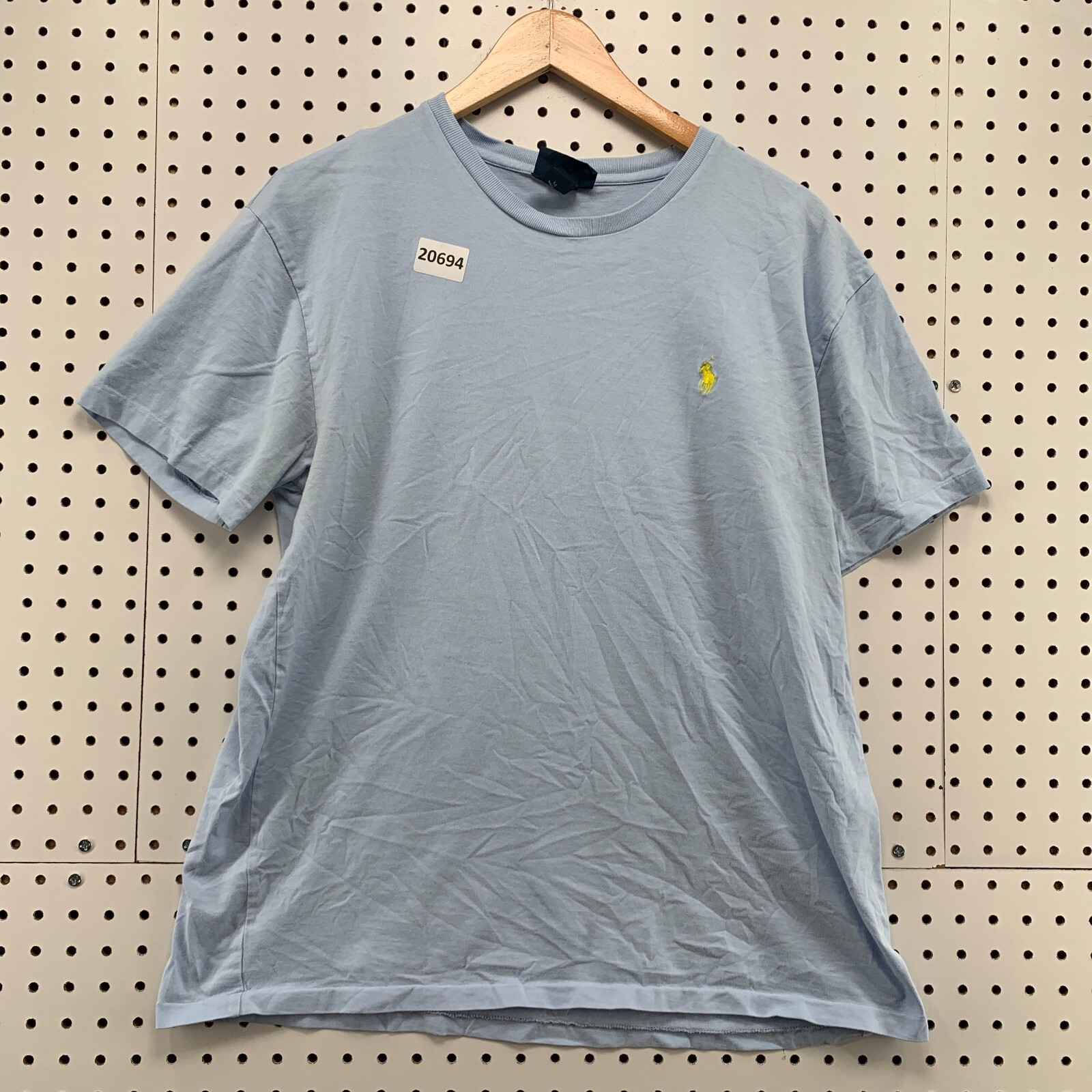 Polo Ralph Lauren camicia uomo blu medio giallo pony 20 5x26 manica corta
