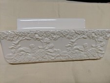 Vintage 90s White Ceramic Embossed Bathroom Towel Holder ALLURE ENCHANTED FOREST