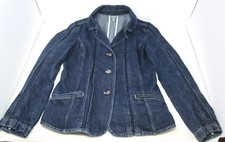 J Jill Denim Jean Blazer Jacket Womens Size 4 Dark Blue