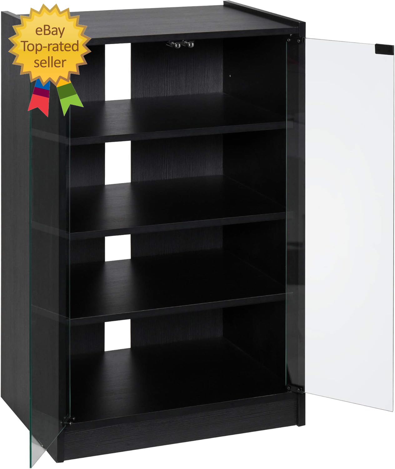 Modern 4-Tier Adjustable Media Cabinet for Audio Video Equipment Storage