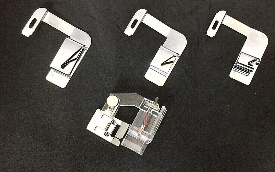 Adjustable Bias Tape Binding Foot Plus 3 Rolled Hemmer Feet 1/2", 3/4" & 1" - Image 2 of 2