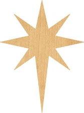 Bethlehem Star Laser Cut Out Wood Shape Craft Supply - Woodcraft Cutout