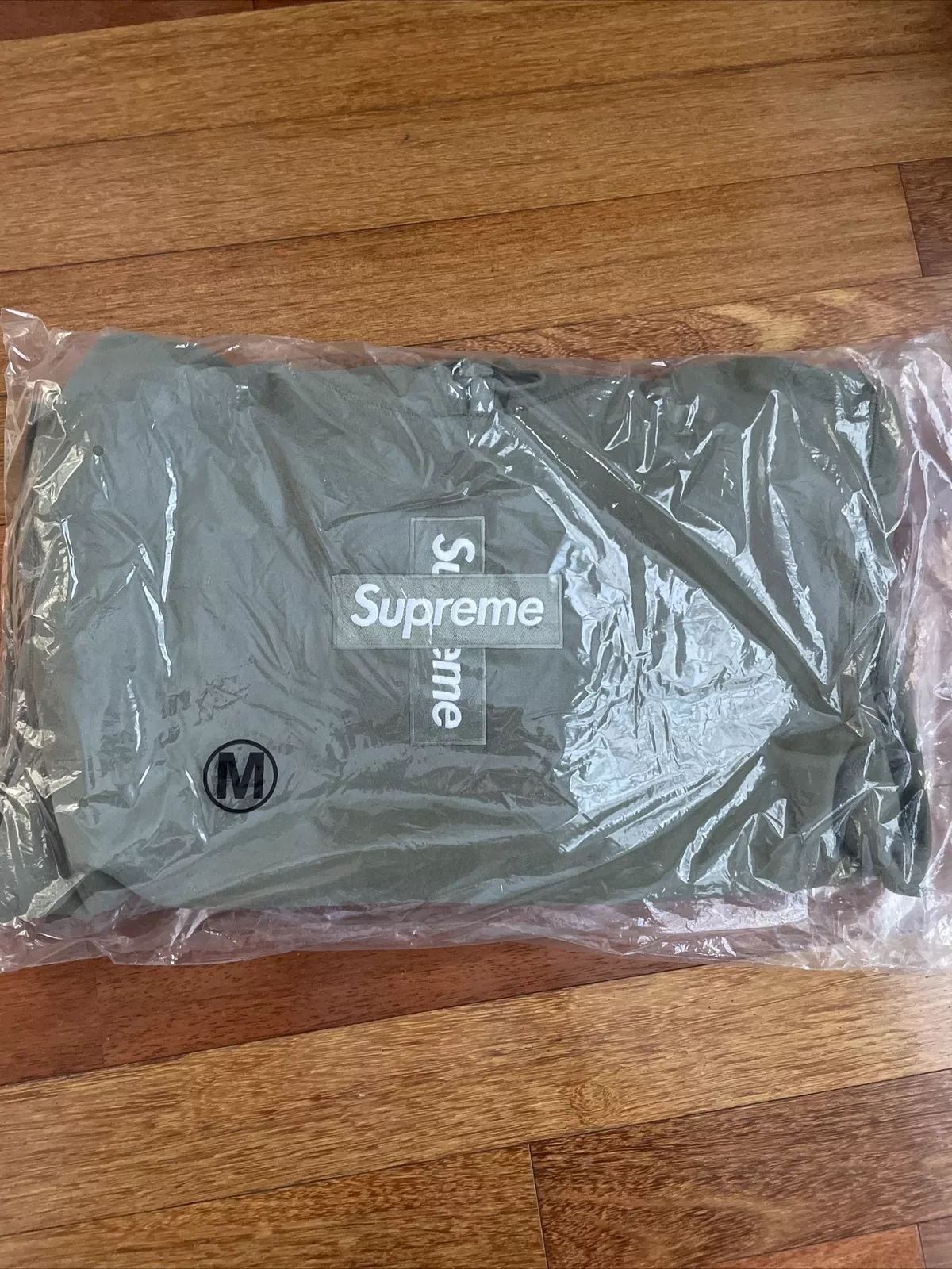 Sweat shirt à capuche logo Supreme Cross Box olive FW20 neuf moyen
