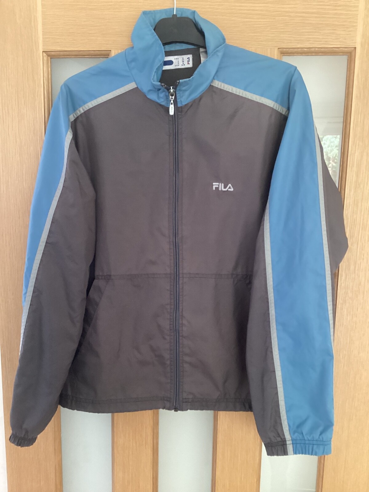 FILA giacca a vento uomo vintage track jacket zip grigio blu medio casual retrò