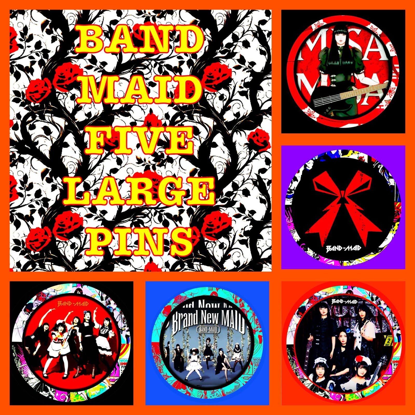 BAND-MAID Limited Edition Five Large Rock Merch Pins 🇯🇵