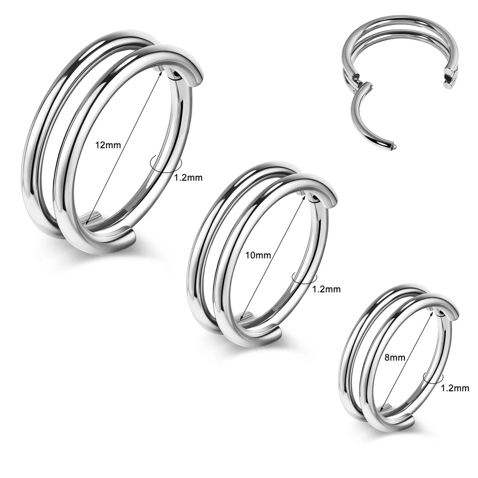 Pendientes hélice cartílago anillo nariz doble acero inoxidable 1 pieza piercing tabique Foto 2 de 4