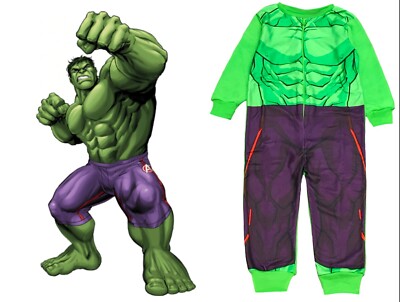 Jungen Hulk Muscle Marvel Avengers 1Onesie Einteiler Verkleidung Alter 2-6 Jahre grün