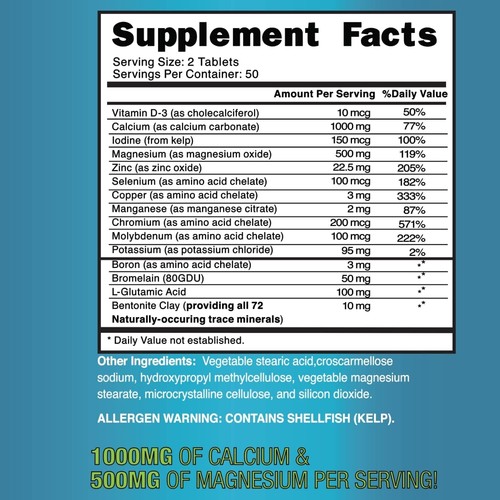 Miracle Multi MEGA Minerals MADE IN USA, NON-GMO, High Potency, 100 TABLETS