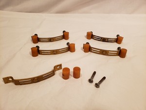 Vintage Set Of 5 Metal Bakelite Drawer Handles Pulls Orange