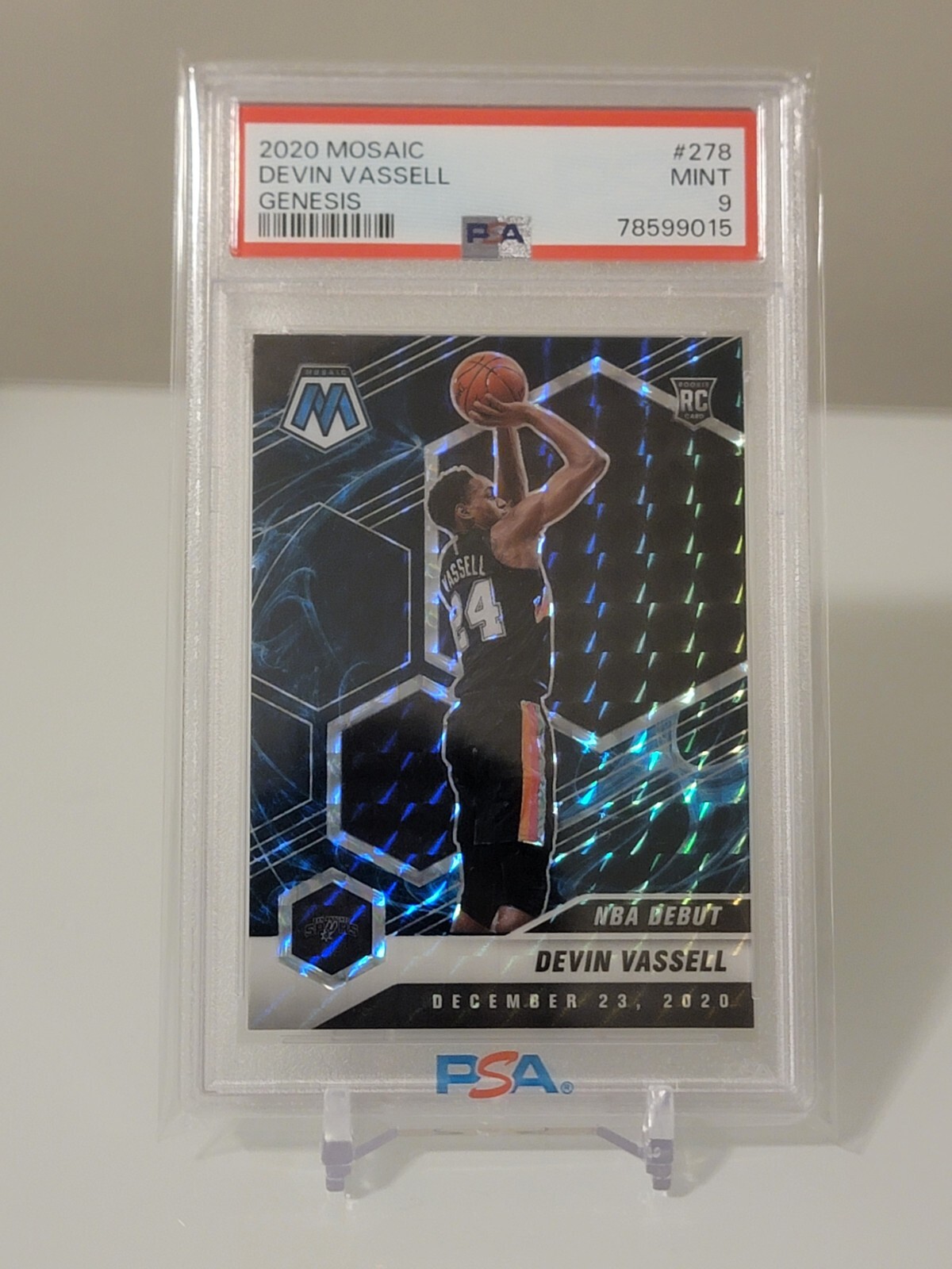 2020-21 Panini Mosaic NBA Debut Genesis Mosaic #278 Devin Vassell (RC) PSA 9