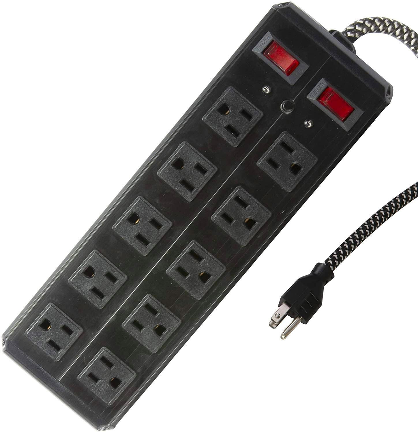 Surge Protector Power Strip 6 Outlet USB Ports 6 Foot Cord Home Office Black