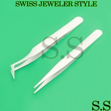 2 ASSORTED SWISS JEWELER STYLE WATCH REPAIR TOOLS FORCEPS 6 3C TWEEZERS