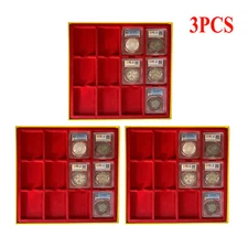 3PC Cardboard Display Storage Box Case for 12Certified PCGS NGC Coin Slab Holder