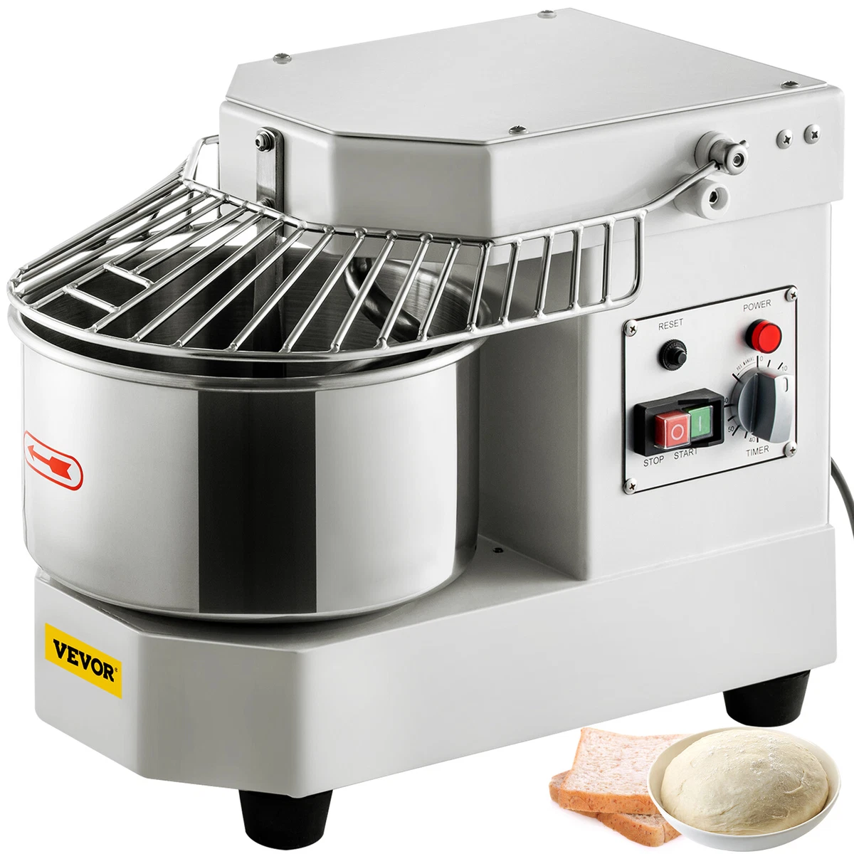 Horizontal top dough mixer