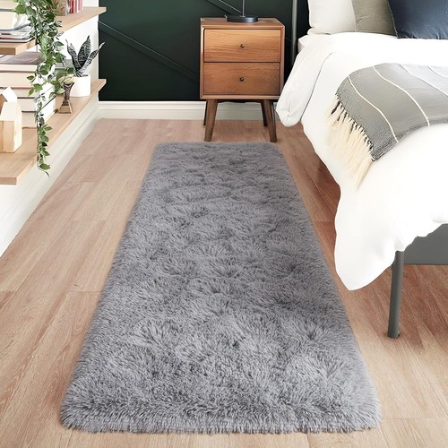 Fluffy Grey Runner Rugs for Bedroom 2x6,Runner Rugs for Hallway Non-Slip - Picture 8 of 8