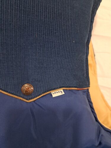 Vintage 80er 90er Levis Western Puffer Daunen Weste blau hellbraun XL Cord Knopf USA - Bild 3 von 14