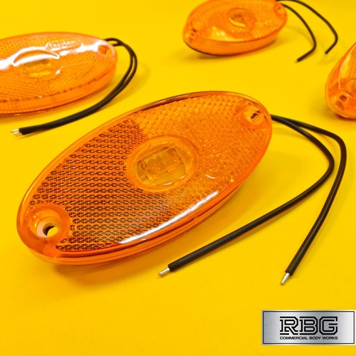 4x Side Marker Light Oval Amber LED Slim Line WAS 12/24V Lamp Trailer Caravan - Picture 4 of 10