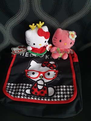 Brandneu mit Etikett Hello Kitty Umhängetasche & 2 Ty Beanies Rentier & rosa Tutu