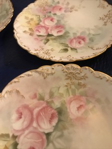 antique charles ahrenfeldt limoges france depose china plates 6" set of 6 roses