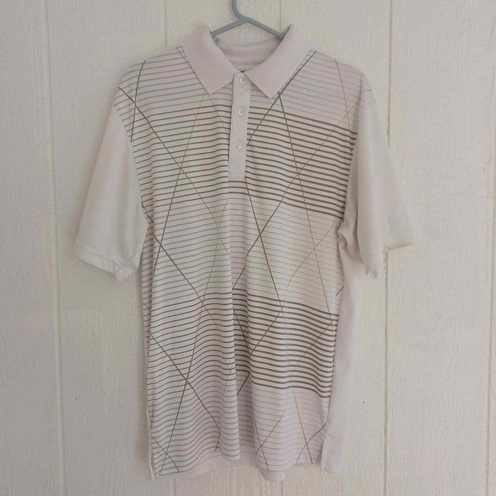 Large, White with stripes Ben Hogan Performance Polo Golf Shirt
