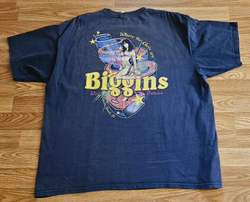 Rare Vintage Y2K Biggins Strip Club T Shirt 2XL Daytona Beach