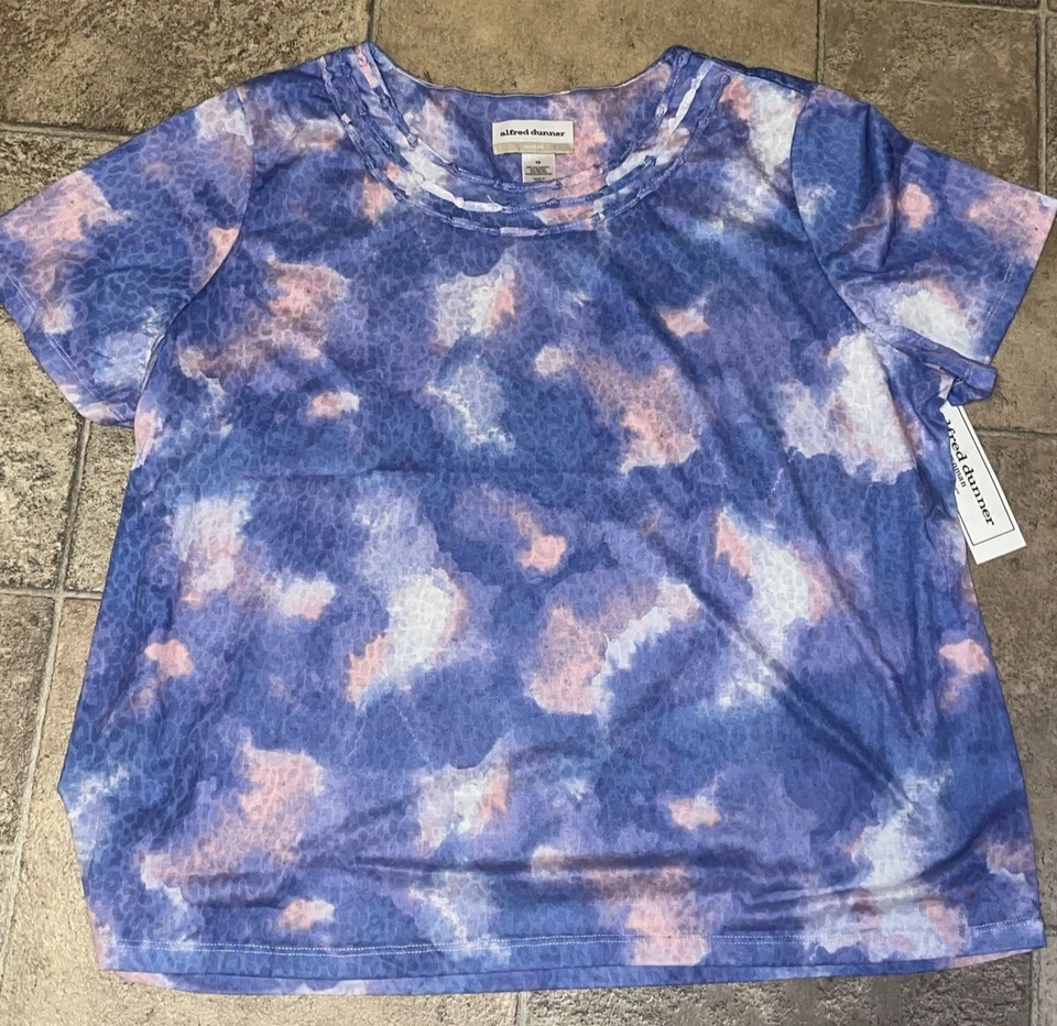 ALFRED DUNNER совершенно новый фиолетовый розовый галстук краситель леопард блузка размер 1 X ❤️blt11j9