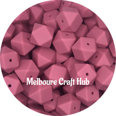 5 silicone beads BLUSH 17mm hexagon BPA free DIY jewellery