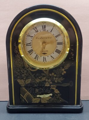Vintage Yamanaka Quartz Mantel Clock Wall Mount Or Tabletop Black